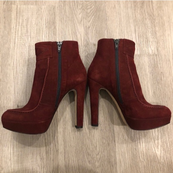 ABEL MUNOZ Zeminar Burgundy Suede Heel Ankle Boots Size 37 - Picture 3 of 8